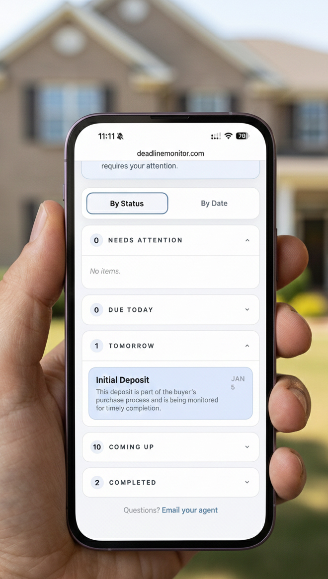 Client viewing transaction timeline on mobile